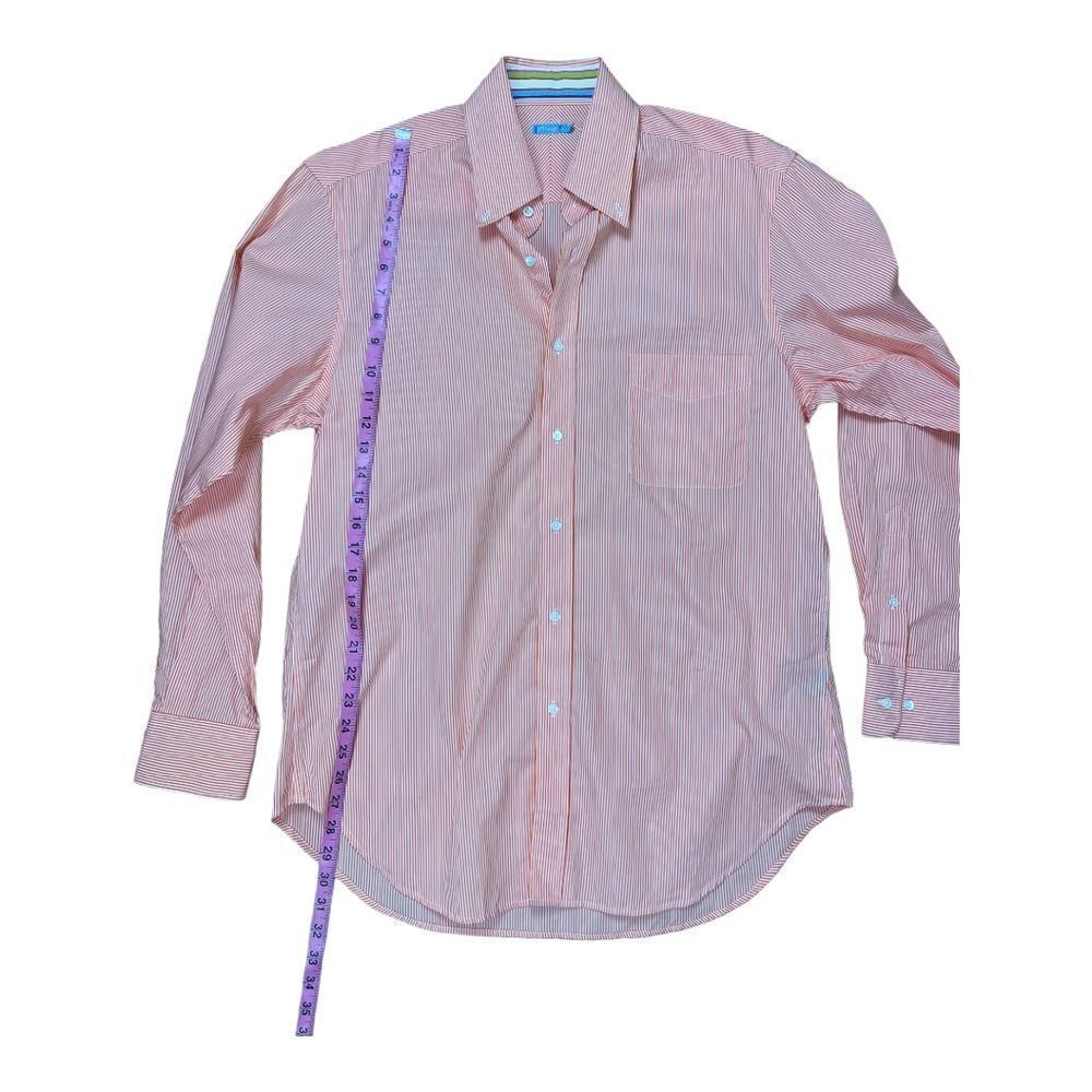 J Mclaughlin Button Down Oxford Orange White Stri… - image 6